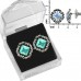 E102LB Antiqued Silver Lt Blue SQ Diamond Crystal Earrings 106381